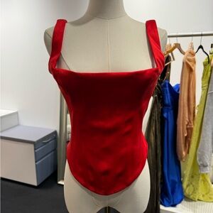 House of CB Rafa Red Satin Corset Top